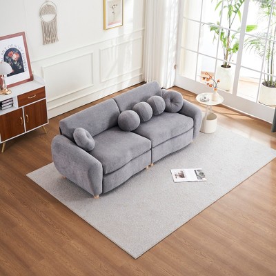 84" Modern Chenille Upholstered Sofa Couch, Sectional Loveseat with Solid Wood Frame for Living Room, Apartment, Bedroom, or Home Office