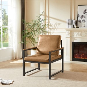SKRAN Tech cloth Armchair, Retro Leisure Accent Chair with Soft Padded & Cushion,Armrests with Black Metal Frame for Living Room/Bedroom/Study - 1 of 4