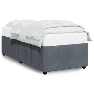 vidaXL Twin XL Bed Frame/Upholstered Bedstead - Modern Velvet Mattress Base in Dark Gray - 1 of 4