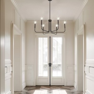 YANSUN 6-Light Candle Chandelier, Oil-Rubbed Bronze Finish, 28-Inch Candle Tubes, E12 Sockets, Non-Integrated Light Source - 1 of 4