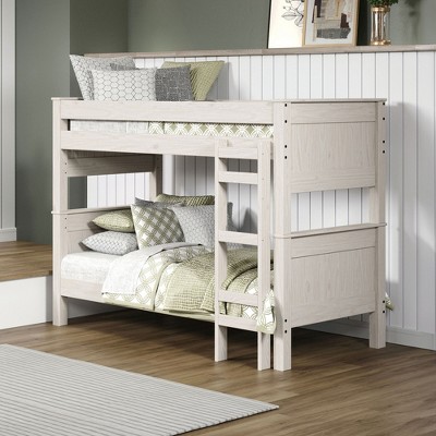 Twin Over Twin Bunk Bed with Guard Rails for Bedroom