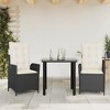 vidaXL Garden Dining Set Black Poly Rattan Medium Adjustable Armrests - 2 of 4