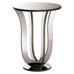Kylie Modern and Contemporary Mirrored Side Table: Pedestal Base, Fully Assembled - Baxton Studio - 1 of 3
