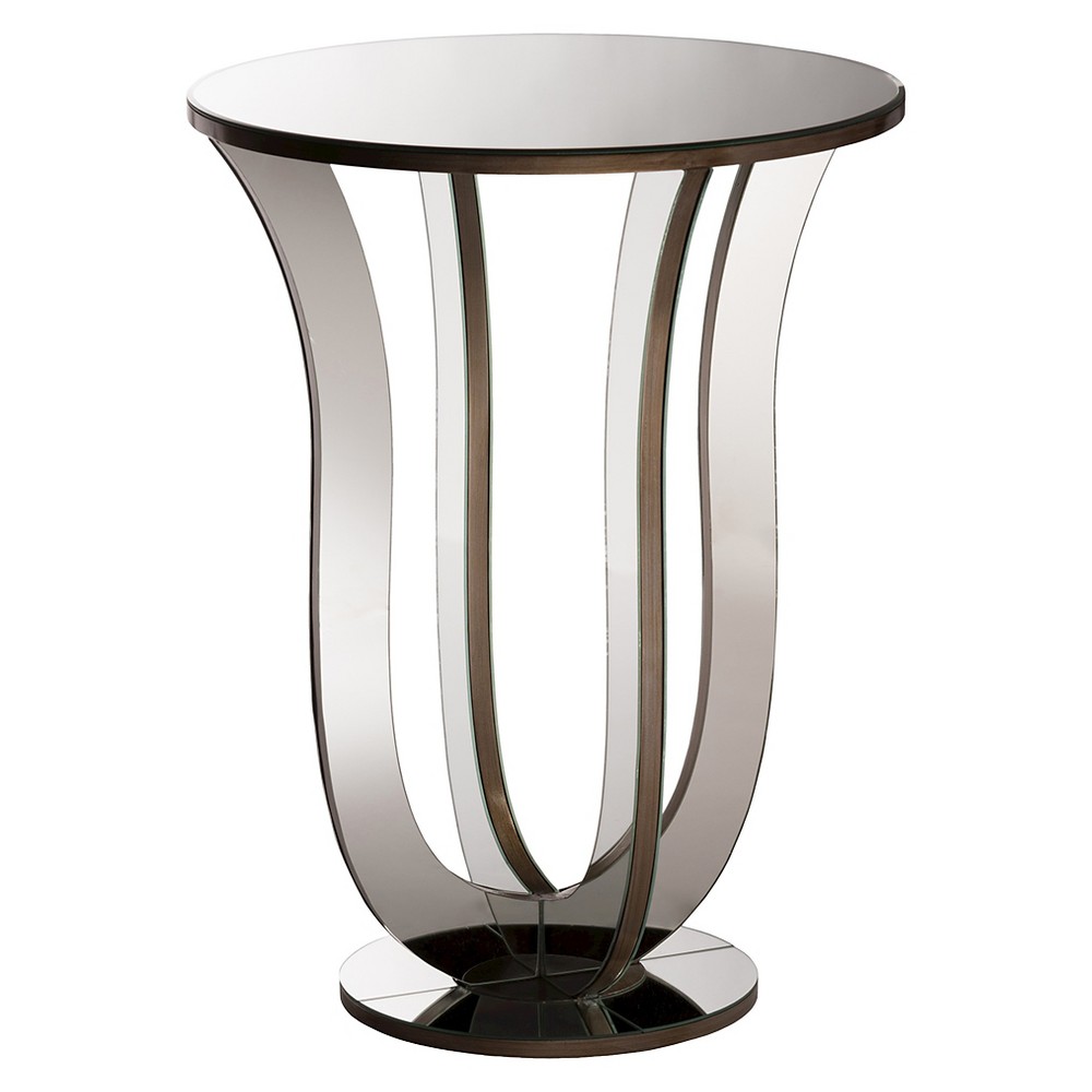 Photos - Coffee Table Kylie Modern and Contemporary Mirrored Side Table: Pedestal Base, Fully Assembled - Baxton Studio