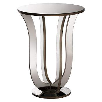 Kylie Modern and Contemporary Hollywood Regency Glamour Style Mirrored Accent Side Table - Silver - Baxton Studio