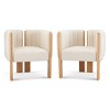 Boucle Dining Chairs Set of 2, Upholstered Arm Chairs with Rubber Wood Frame, Modern Accent Chairs for Dining Room or Kitchen-Koiai - 3 of 4