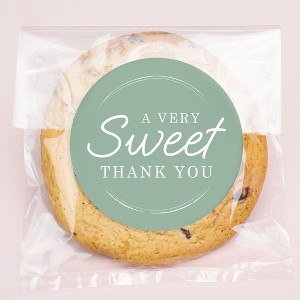Big Dot of Happiness Sage Green Simple Script Thank You Stickers and Clear Cookie Bags, Cellophane Treat Bags 4.25x7 Inches - 25 Count - 1 of 4