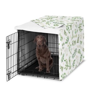 Sweet Jojo Designs Dog Crate Kennel Cover 42in. Botanical Green and White - 1 of 4