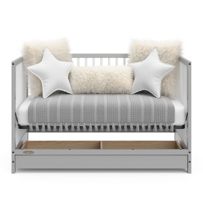 Pebble Gray and White 5-in-1 Convertible Crib with Drawer