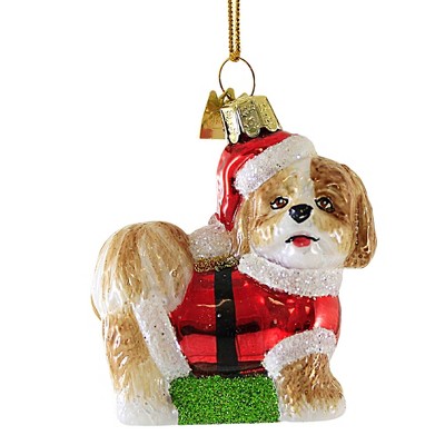 Kurt S. Adler 3.5 Inch Dog In Santa Suit Christmas Best Friend Tree Ornaments