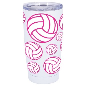 100 North 20 Ounce Stainless Steel On the Go Travel Tumbler With Push Top Lid, Volleyball White - 1 of 4