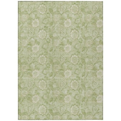 Sage And Mint Green Floral Washable Indoor Outdoor Area Rug