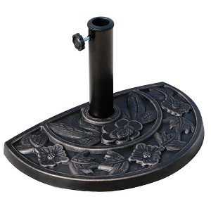 Outsunny 20lbs Half Round Patio Umbrella Base Outdoor Decorative Resin Parasol Stand Holder for 1.5", 1.9" Pole, for Lawn, Deck, Backyard, Garden - 1 of 4