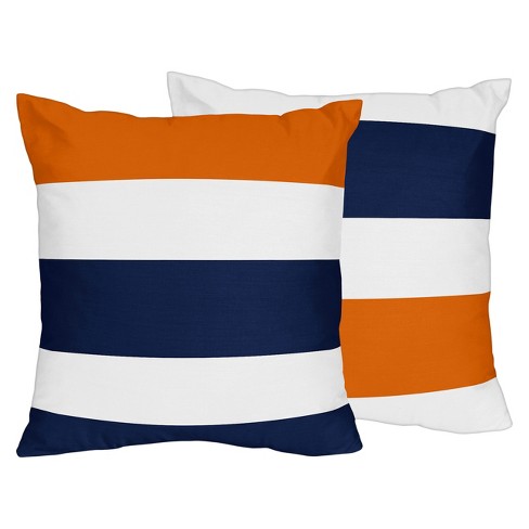 Navy Orange Stripe Throw Pillow Sweet Jojo Designs Target