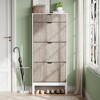 Shoe Storage Cabinet with 3 Flip-Up Doors & Bonus Drawer – Slim Wood and Metal Shoe Organizer for Entryway, Hallway, Apartments - 3 of 4