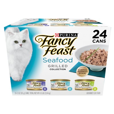 Purina Fancy Feast Grilled Gourmet Wet Cat Food Seafood, Tuna, Fish &#38; Salmon Collection - 3oz/24ct Variety Pack