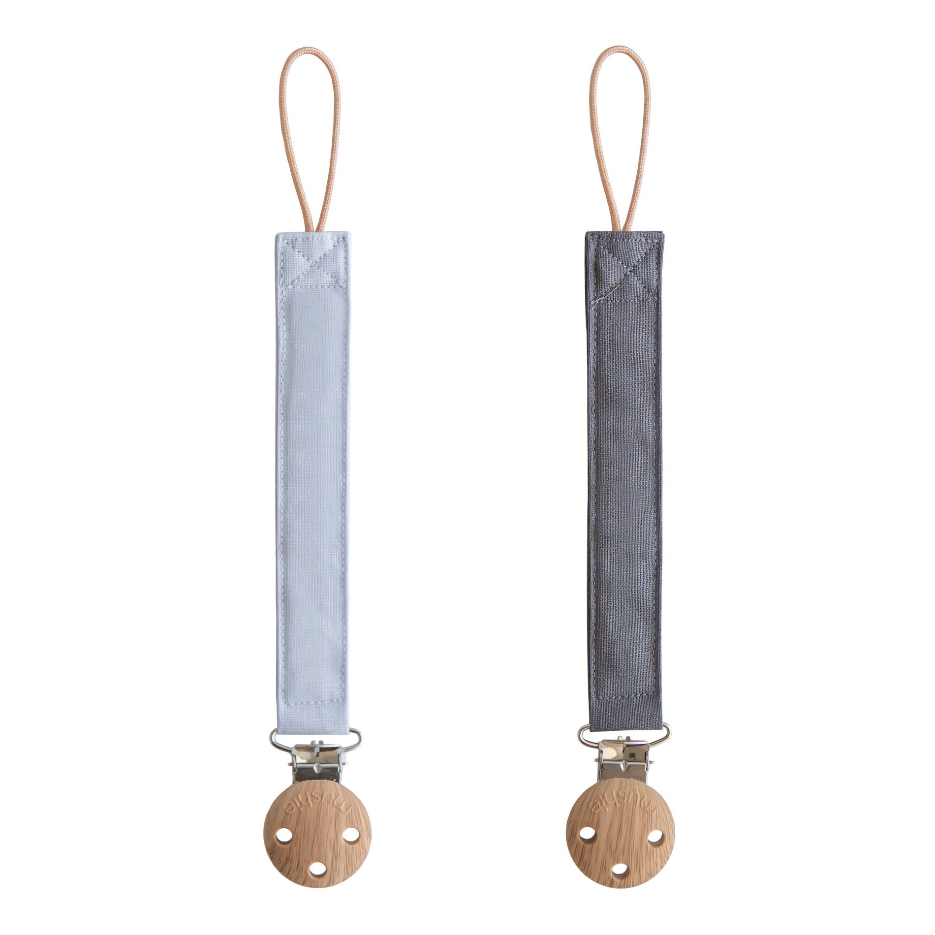 Linen Pacifier Clip 2-Pack Powder Blue/Deep Sea One Size