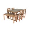6-Piece Outdoor Patio Acacia Wood Dining Set with Rectangular Table, Benche, Chairs - 2 of 4