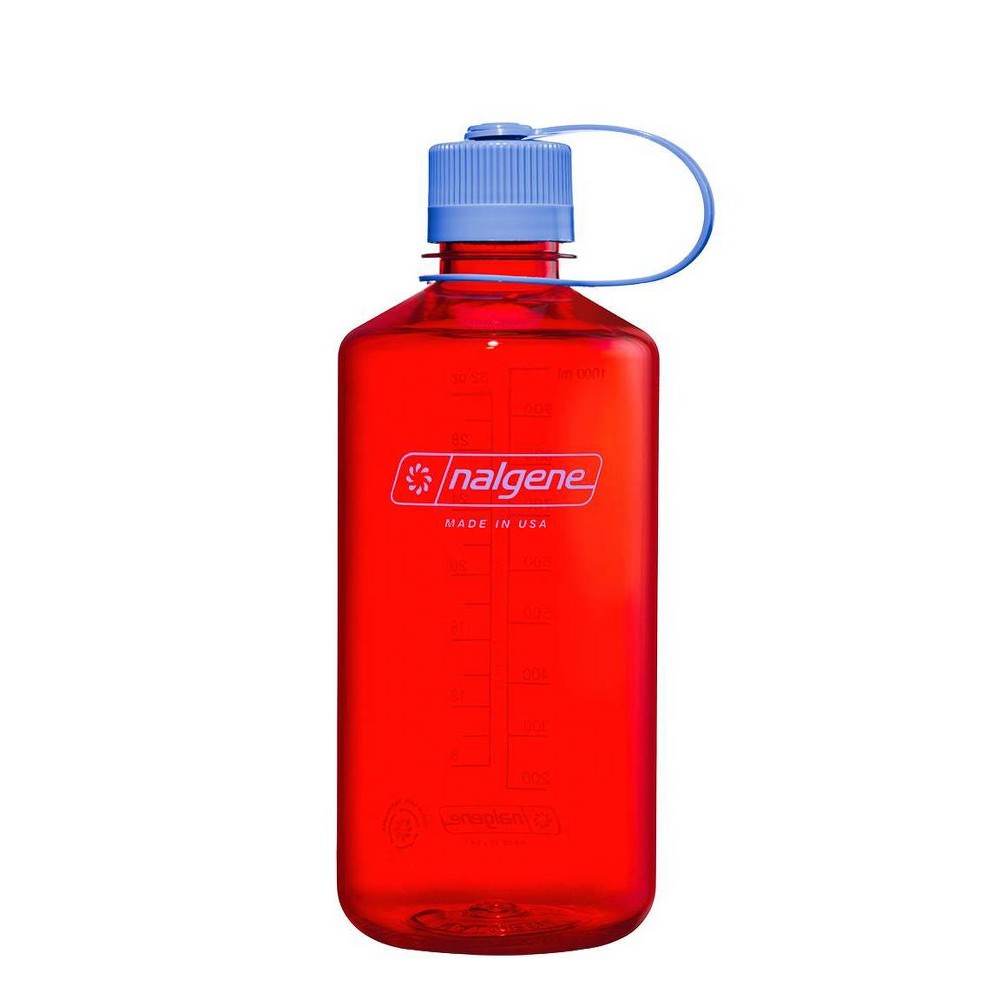 Nalgene 32 fl oz Plastic Narrow Mouth Water Bottle - Marmalade: Portable Drinkware, Recycled Material
