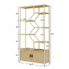 Kumasinova 7-Tier Rattan Bookshelf with Storage Cabinet,Bookcase with Open Shelves,Bohemian Book Shelf for Living Room,Office,Natural - 2 of 4