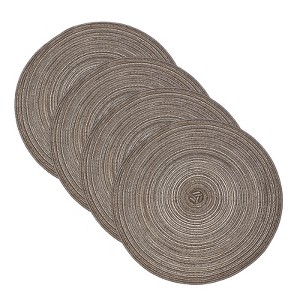 Unique Bargains Woven Braided Washable Decorative Round Placemat 4 Pcs - 1 of 4