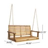 SKRAN Wooden Porch Swing 2-Seater, Acacia Frame Slat  Hanging Chair, Water-Resistant Swing Bench with Hanging Chains for Patio,Courtyard, Teak Color - 3 of 4