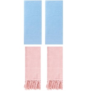 REGALWOVEN 4 Packs Striped and Tassels Hand Towels for Bathroom 14" x 30" - 1 of 4