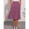 INSPIRE CHIC Women's Midi Solid Elastic Waist Flare Tiered A-Line Skirt with Pockets - 4 of 4