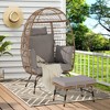 Wicker Egg Chair,Rattan Egg Chair Indoor Outdoor,Oversized Large Egg Chairs 600lbs with Ottoman and Thick Cushions for Porch, Backyard, Balcony - 2 of 3