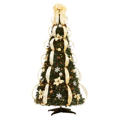 BrylaneHome 6 Ft Fully Decorated Pre-Lit Pop-Up Christmas Tree