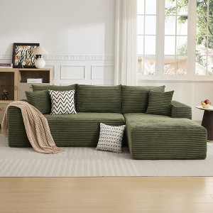 108" Sectional Couches for Living Room, L-Shaped Plush Corduroy Fabric Upholstered Modular Sectional Couches - 1 of 4
