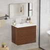 APRILSOUL Bathroom Vanity, Mid-Century Wall Mounted Floating Cabinet with 2 Closing Doors, Wood Grain Texture, Walnut - 3 of 4