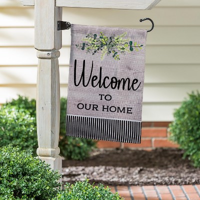 Evergreen Wood Grain Welcome Garden Burlap Flag 12.5 x 18 Inches Indoor Outdoor Decor