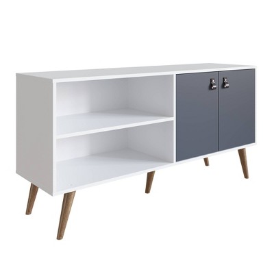 Amber White and Blue MDF TV Stand with Cabinet