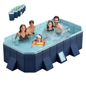 TopComfy Above Ground Pool Folding Non Inflatable Design Bathes and Cools in Summer for Outdoor Patio Beach Garden Yards, Blue, 22.05"*19.69"*5.91" - 1 of 4