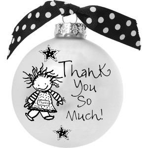 Northlight Matte Finish "Thank You" Print Christmas Ball Ornament - 2.75" (70mm) - White and Black - 1 of 4