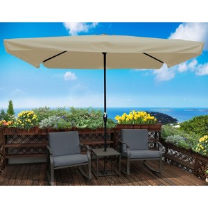 Sapphtopaz 10×6.5Ft Patio Umbrella Extra Wide Outdoor Umbrella Vented Top with Crank and Push Button Tilt for Garden, Beach, Backyard, Pool - 1 of 4