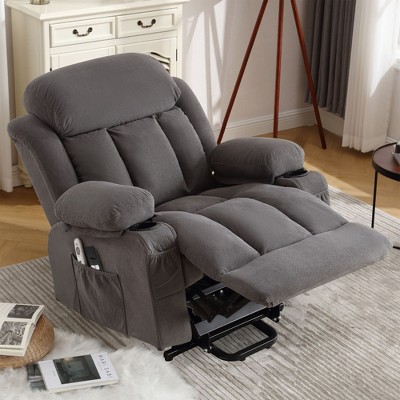 PAGED Modern Swivel Massage Recliner Chair with Heating, Rocking Chair with 2 Cup Holders, Side Pocket and USB Port for Living Room, Bedroom