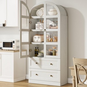 Kitchen Pantry, 72" High Arched Kitchen Pantry Cabinet, Wooden Multipurpose Country Style Cabinet with Drawers, Modern Farmhouse Style Cabinet - 1 of 4