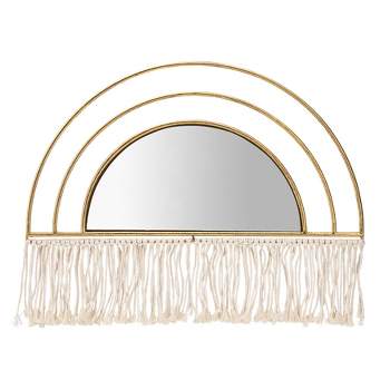 SAGEBROOK HOME 17" Metal/Wood Arched Mirrored Wall Deco Gold