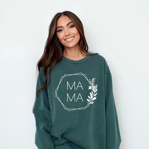 Simply Sage Market Women's  Garment Dyed Graphic Sweatshirt Mama Floral Hexagon - 1 of 4