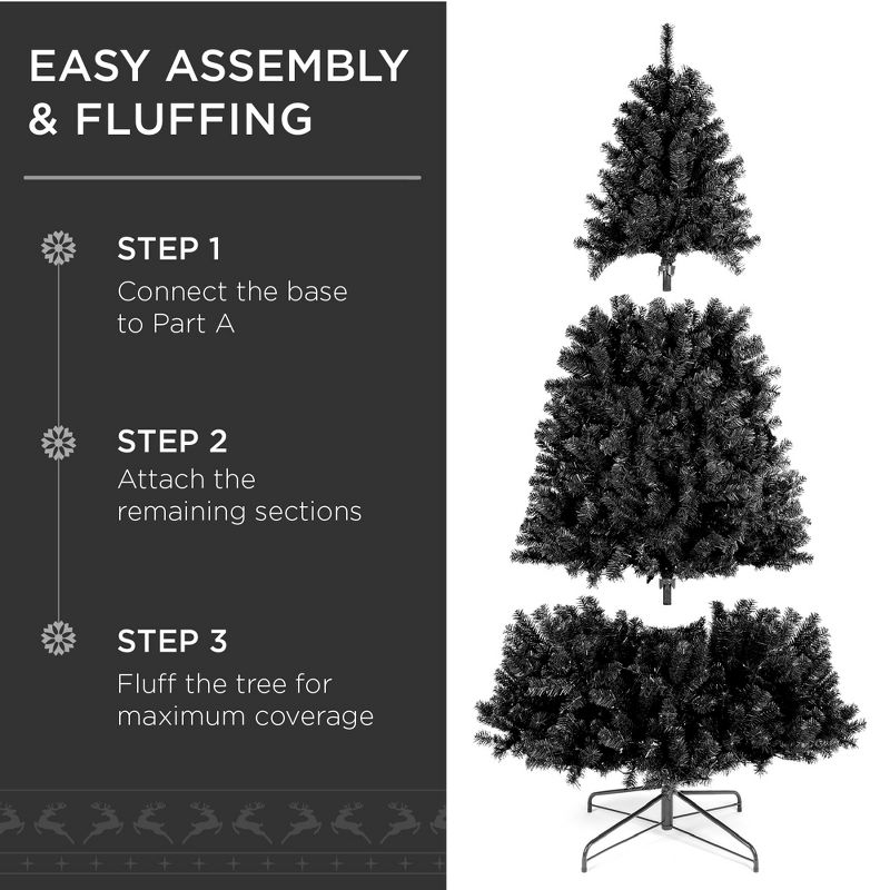 Best Choice Products Artificial Full Black Christmas Tree Holiday Decoration, 4 of 10
