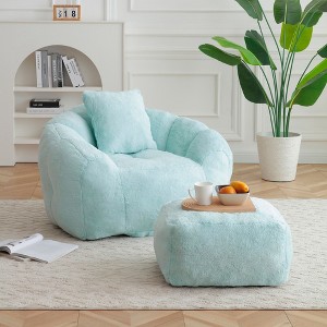 Sapphtopaz Giant Shell-Shaped Bean Bag Chair with Footstool Oversized Lazy Sofa Chair Bean Bag Chairs for Adults for Gaming, Watching TV - 1 of 4