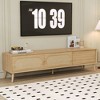 Chic Crate - 80" Modern Farmhouse Media Console - Solid Wood Frame TV Stand for Living Room/Home Theatre - Boho Storage Cabinet - Natural Oak - 4 of 4