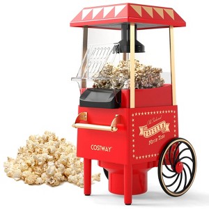 Costway Retro Hot Air Popcorn Maker 1200W, Oil-Free & Fat-Free, Makes 12 Cups for Home - 1 of 4