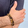 Crucible Men's Tiger Eye Stone and Gold Plated Steel Bead Adjustable Bracelet (8mm) - 4 of 4