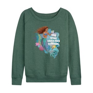 Women's - Disney - The Little Mermaid Lightweight French Terry Wide Neck Long Sleeve Shirt - 1 of 4