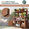Potting Bench with Hutch, 50.2"W Solid Fir Wood Garden Workstation with Shelves, Cabinets and Side Hooks, Outdoor Planting Table - ModernLuxe - 4 of 4