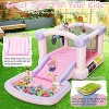 KRISRATE Bounce House with Ball Pit&50 Plastic Balls-161x82x63'' Pink Macaron Inflatable Bouncy Castle with Blower,Basketball Hoop for Indoor Outdoor - 3 of 4