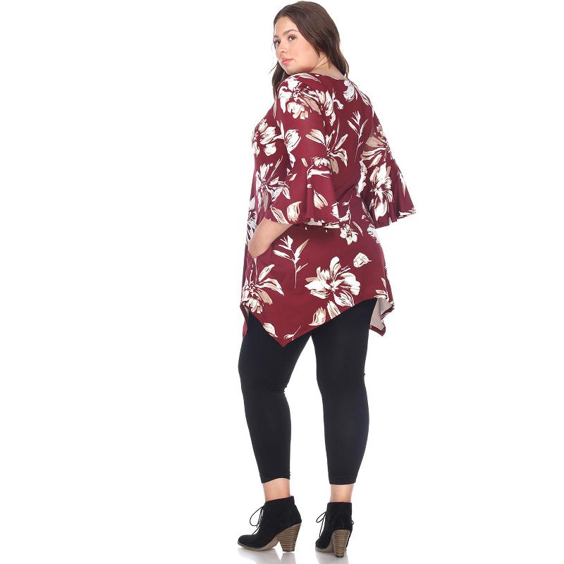 Women's Plus Size Floral Printed Blanche Tunic Top with Pockets - White Mark, 3 of 4
